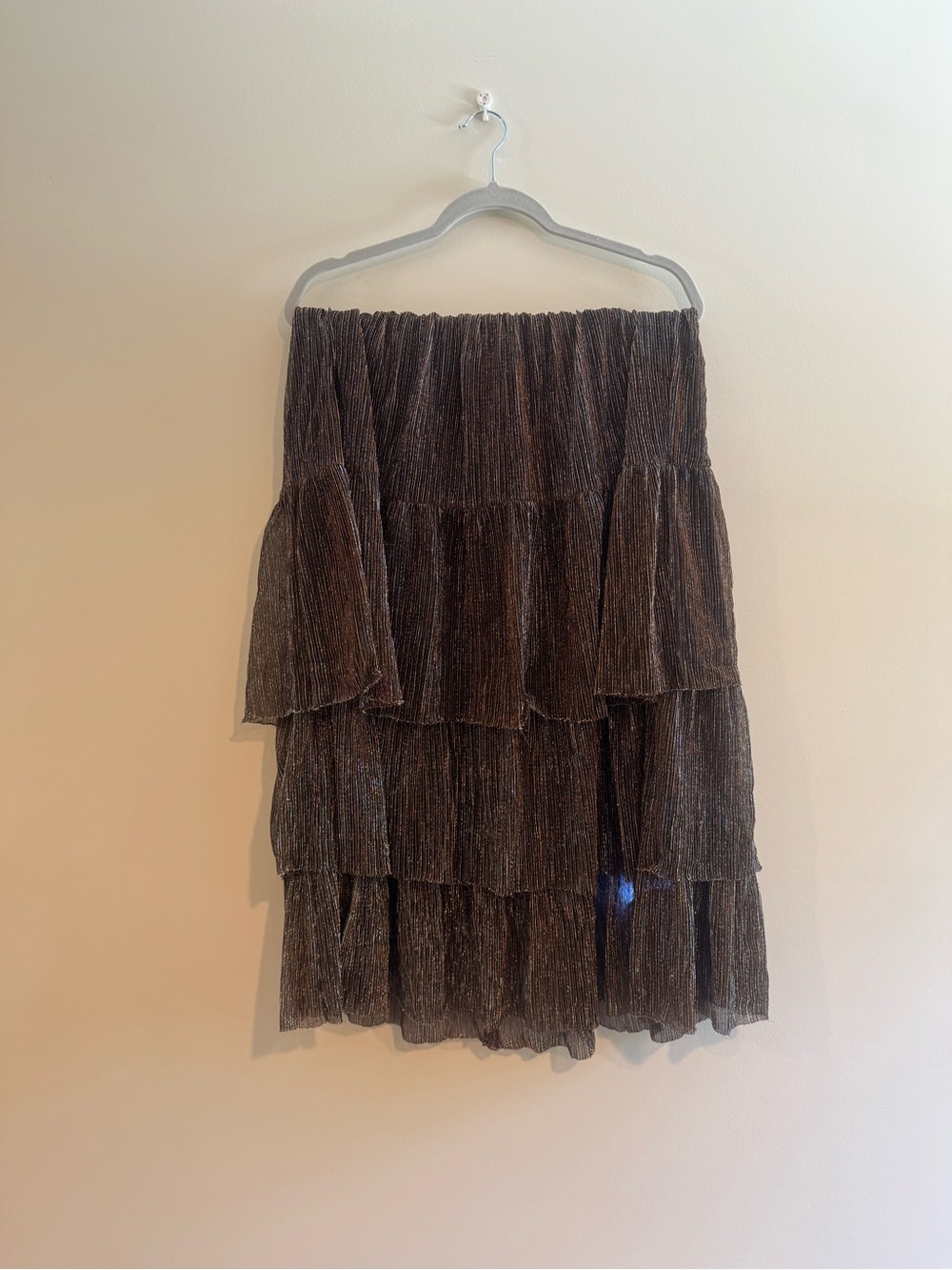 Draper James Metallic Tiered Brown Skirt